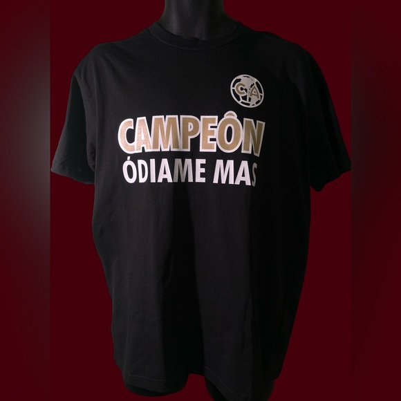 AMÉRICA , CAMPEÓN ÓDIAME MÁS , BLACK T - SHIRT  , AVENUE 1975 , SIZE LARGE - Picture 1 of 3